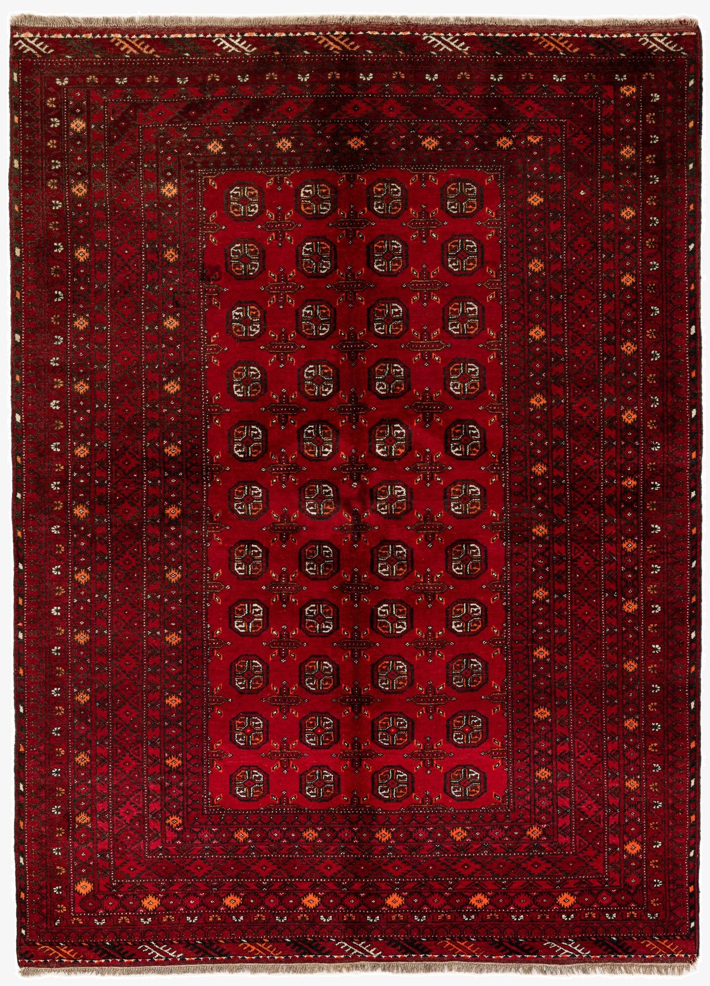  5' 9 x 7' 11  Hand Knotted Afghan Akhche Wool Rug