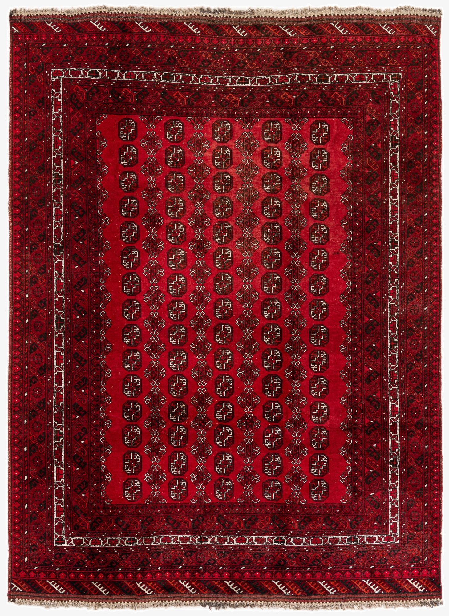  6' 10 x 9' 5  Hand Knotted Afghan Akhche Wool Rug