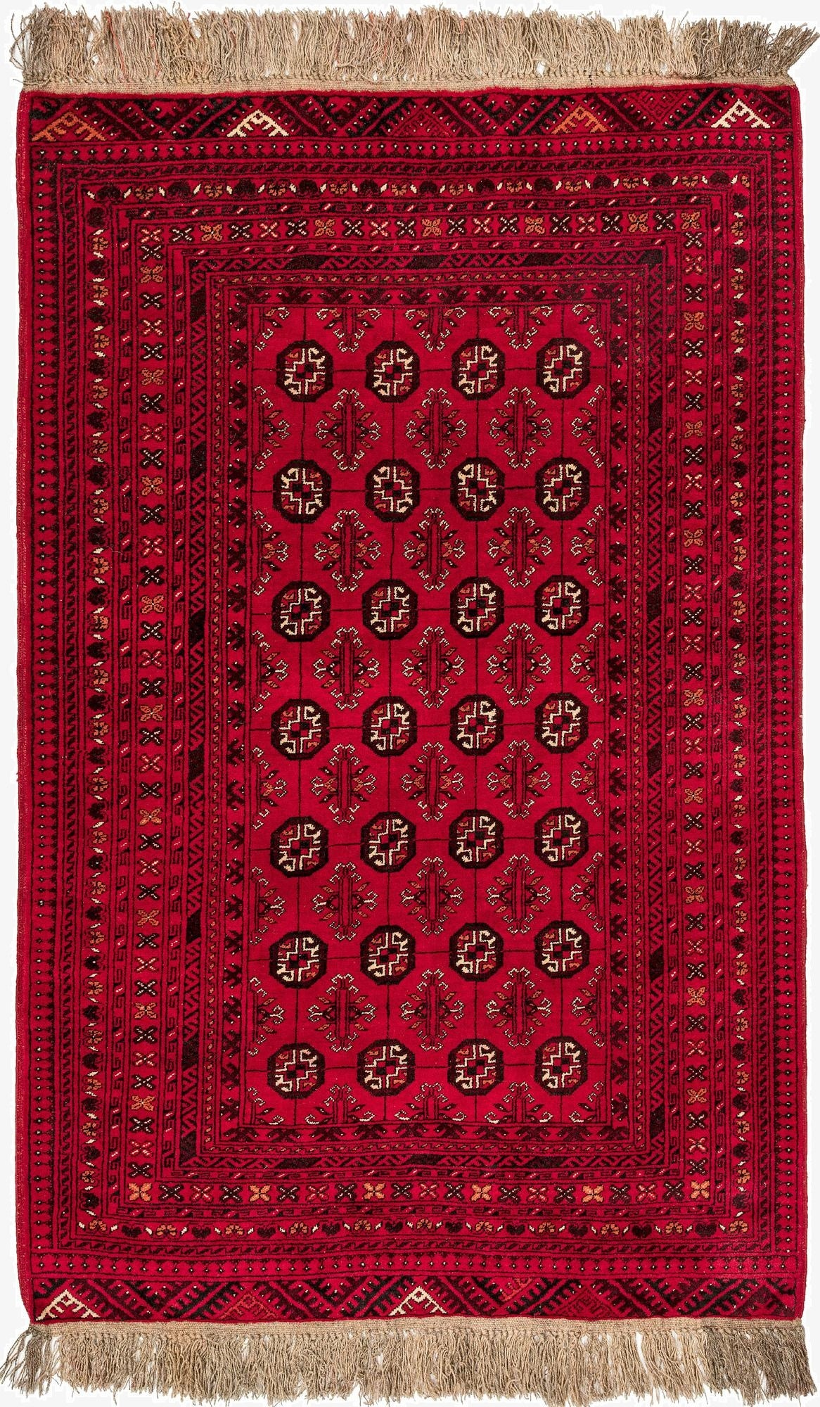  4' x 6' 2  Hand Knotted Afghan Akhche Wool Rug