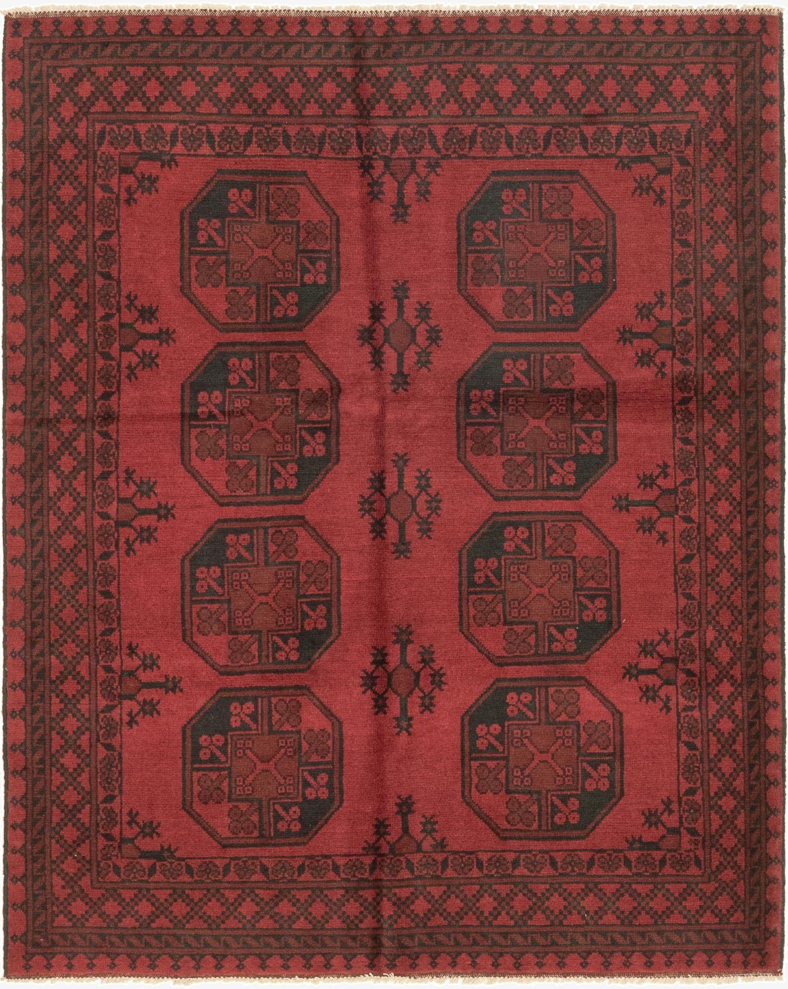  5' x 6' 2  Hand Knotted Afghan Akhche Wool Rug