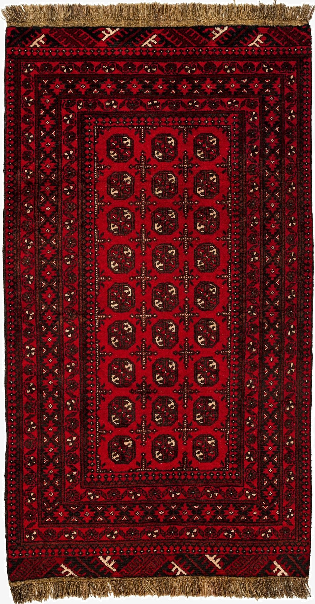  3' 4 x 6' 1  Hand Knotted Afghan Akhche Wool Rug