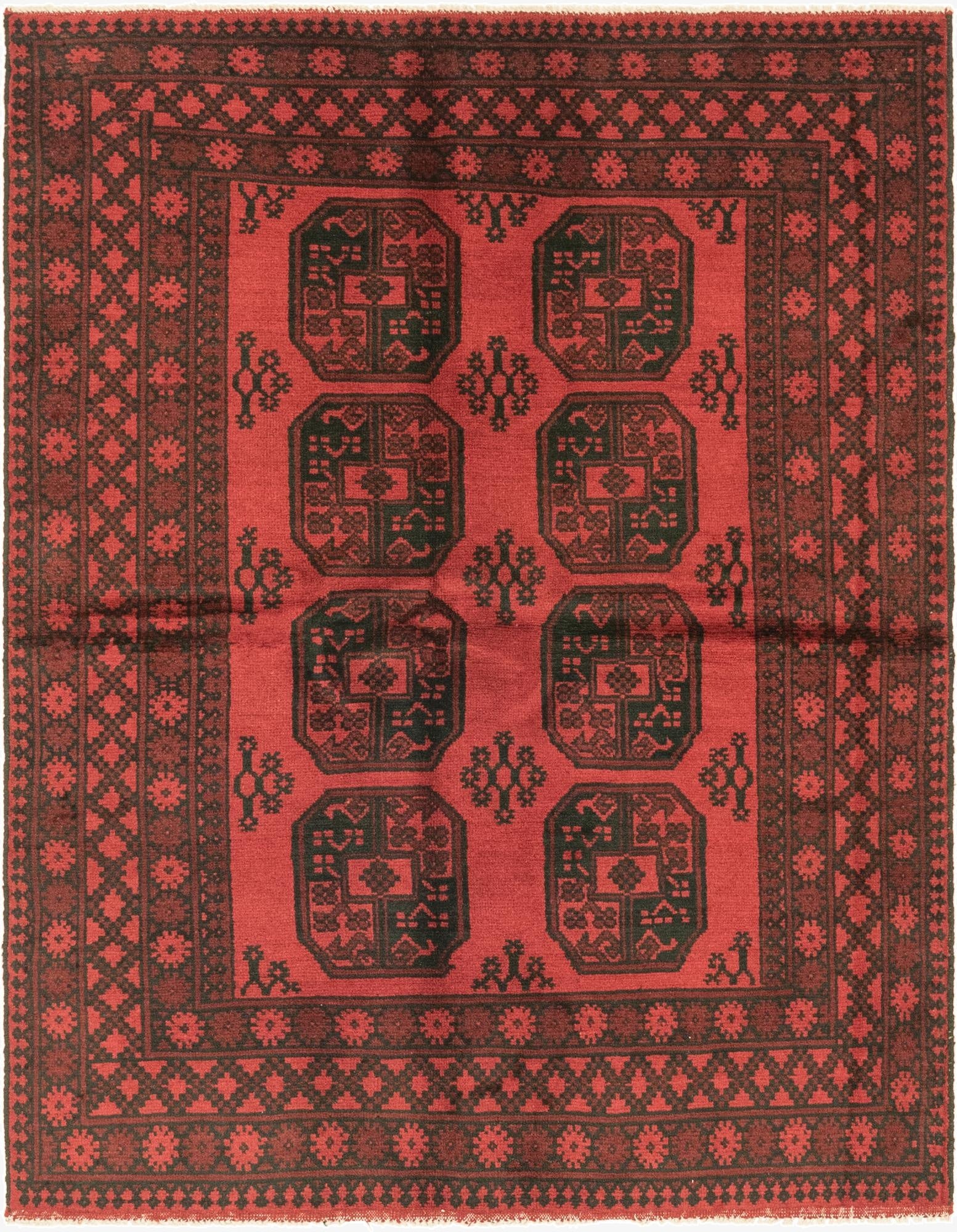  5' x 6' 5  Hand Knotted Afghan Akhche Wool Rug