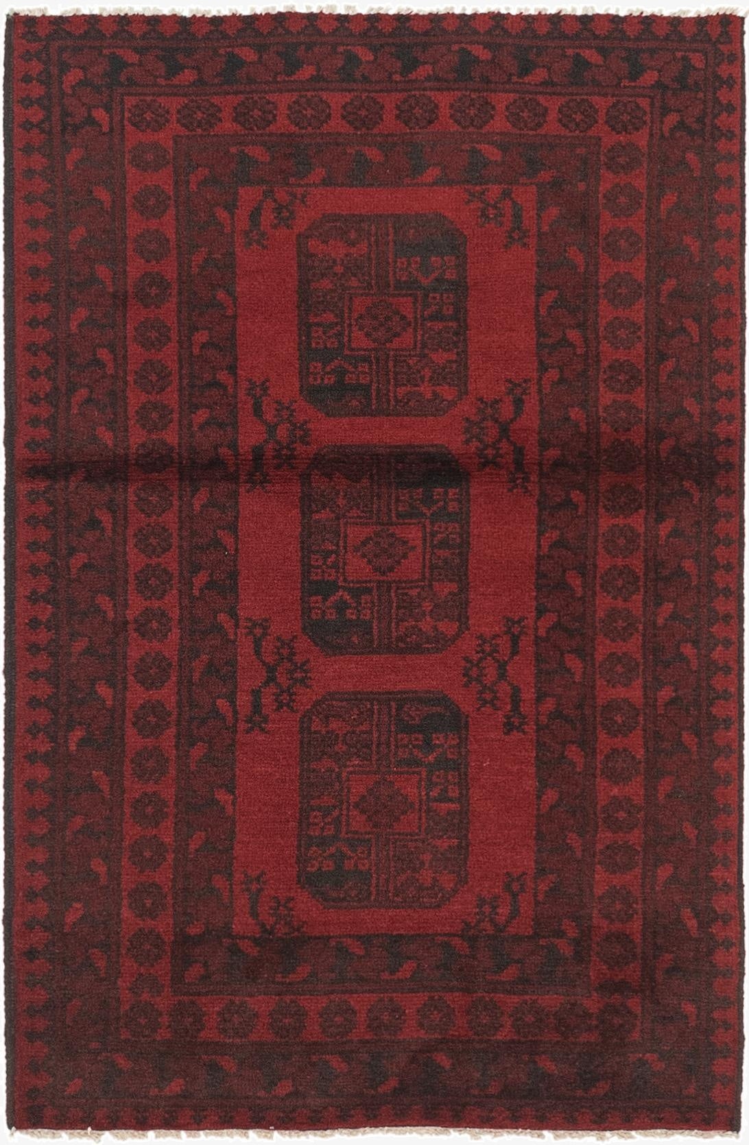  3' 1 x 4' 10  Hand Knotted Afghan Akhche Wool Rug