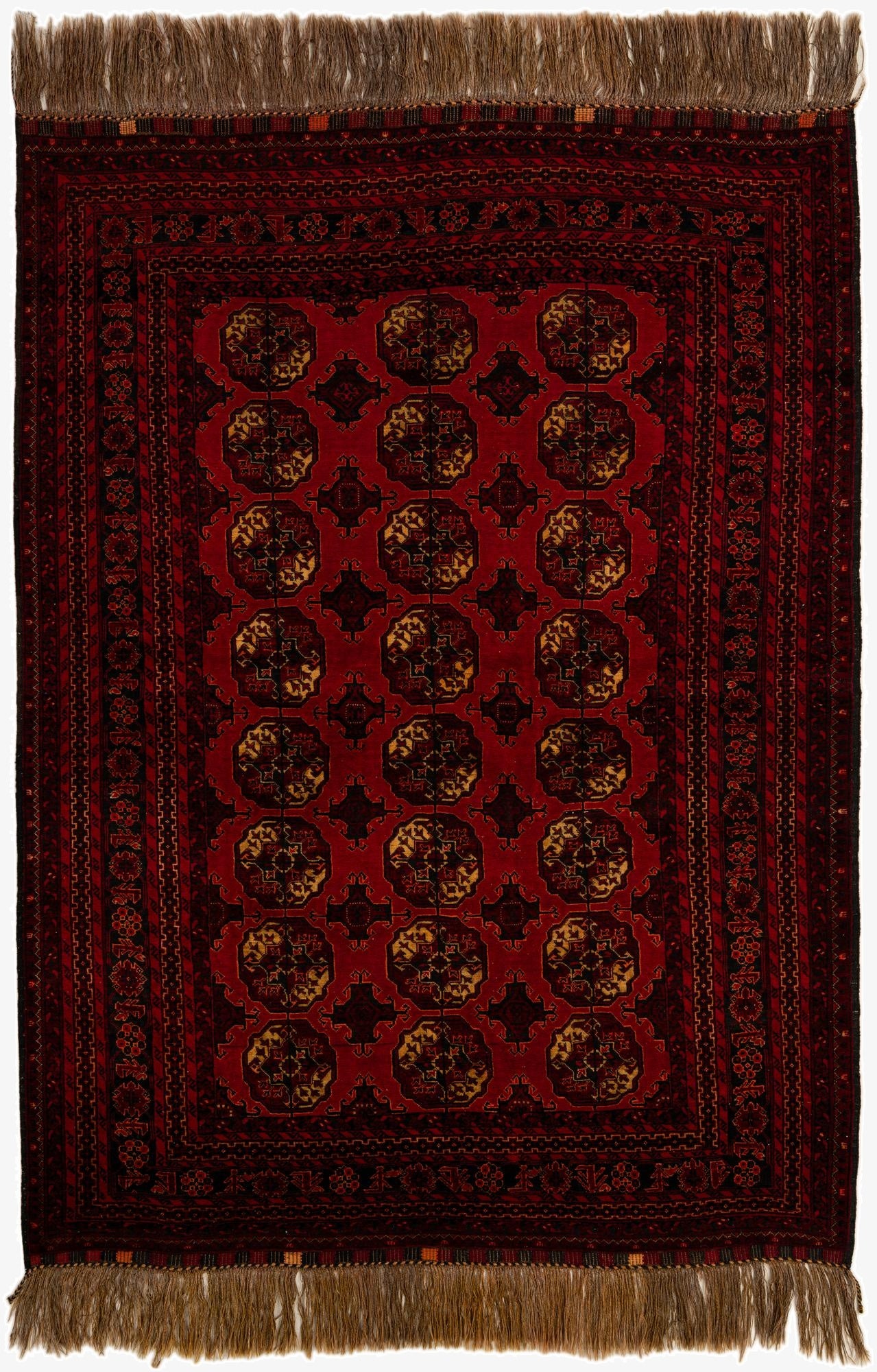  5' 2 x 7' 6  Hand Knotted Afghan Akhche Oriental Wool Rug