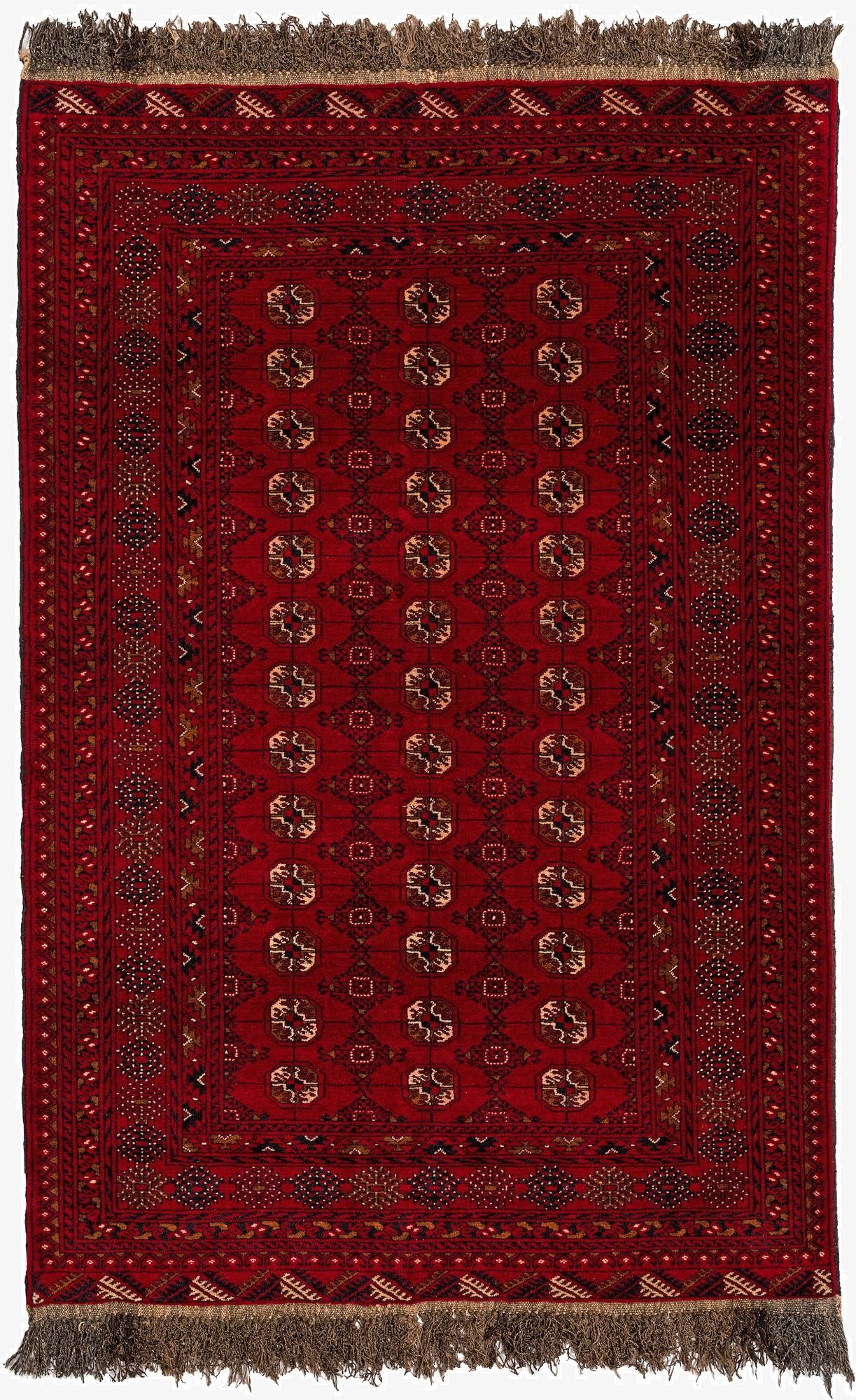  4' 1 x 6' 4  Hand Knotted Afghan Akhche Wool Rug