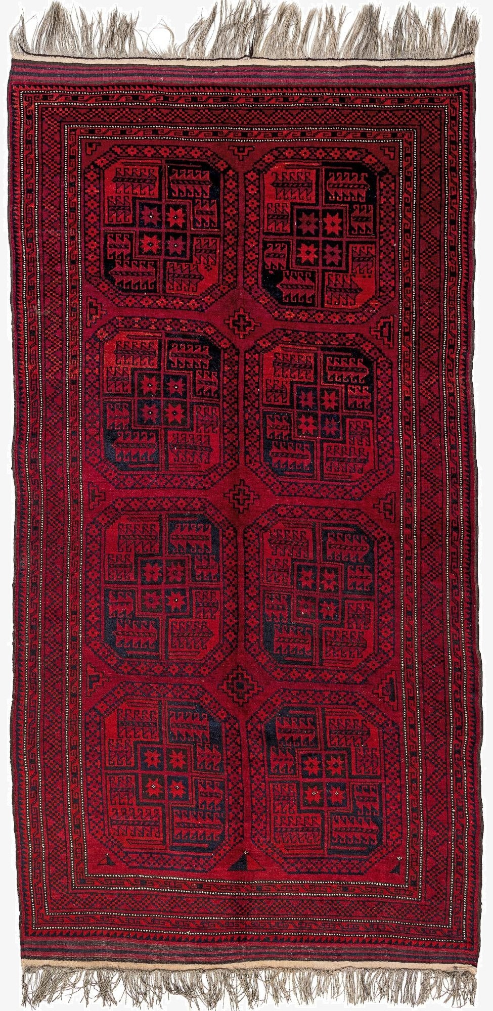  4' 10 x 9' 1 Afghan Akhche Wool Rug