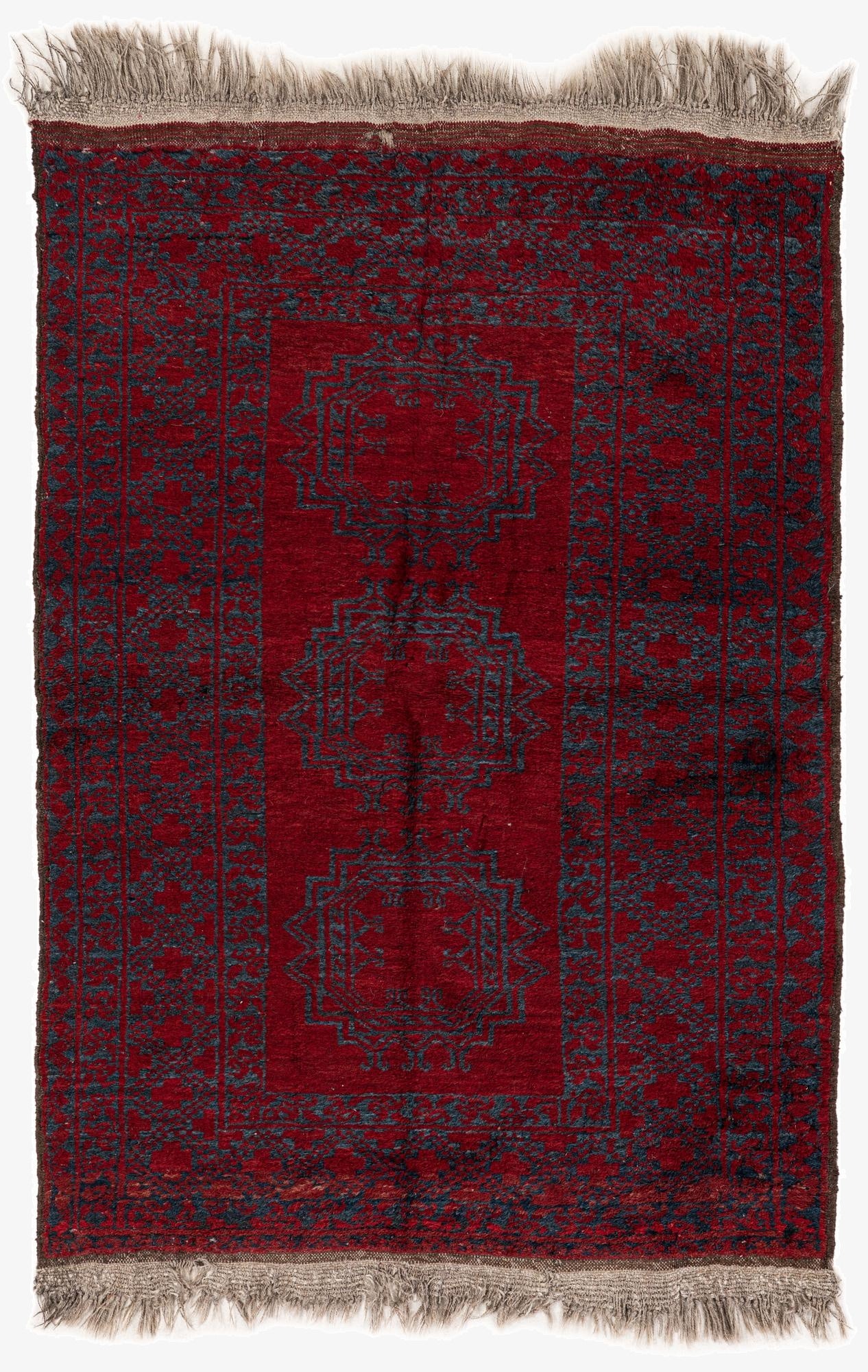  3' 6 x 5' 4  Hand Knotted Afghan Akhche Oriental Wool Rug