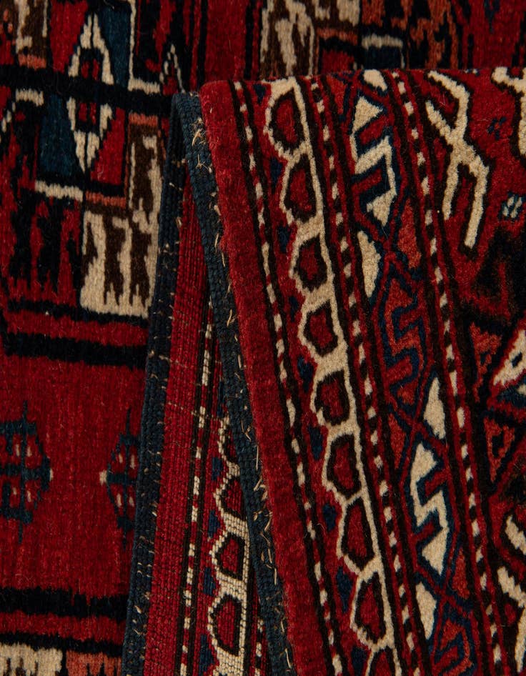Detail image of  4' 10 x 6' 4  Hand Knotted Afghan Ersari Oriental Wool Rug