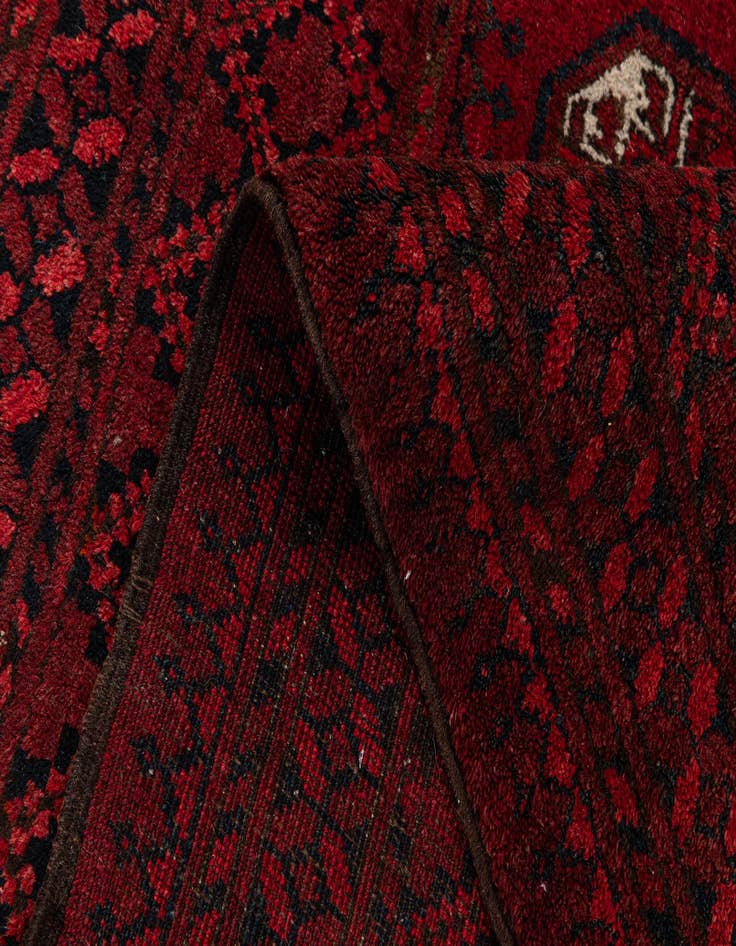 Detail image of  4' 2 x 5' 3  Hand Knotted Afghan Ersari Wool Rug