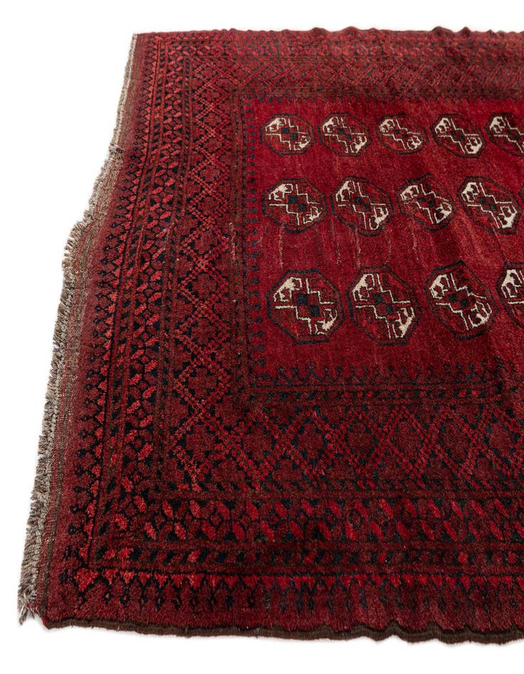Detail image of  4' 2 x 5' 3  Hand Knotted Afghan Ersari Wool Rug