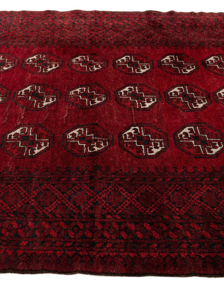 Detail image of  4' 2 x 5' 3  Hand Knotted Afghan Ersari Wool Rug