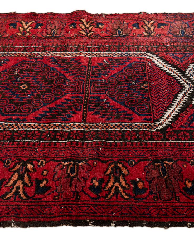 Detail image of  2' 9 x 4' 4  Hand Knotted Afghan Ersari Wool Rug