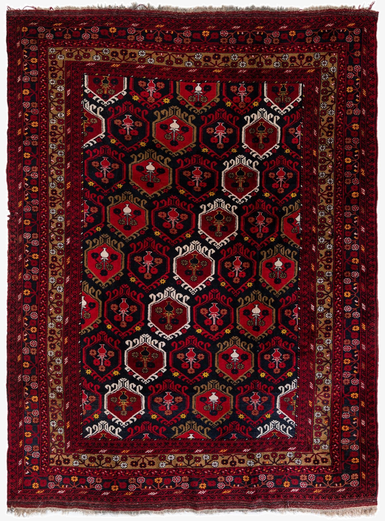  7' 2 x 9' 10  Hand Knotted Afghan Ersari Wool Rug