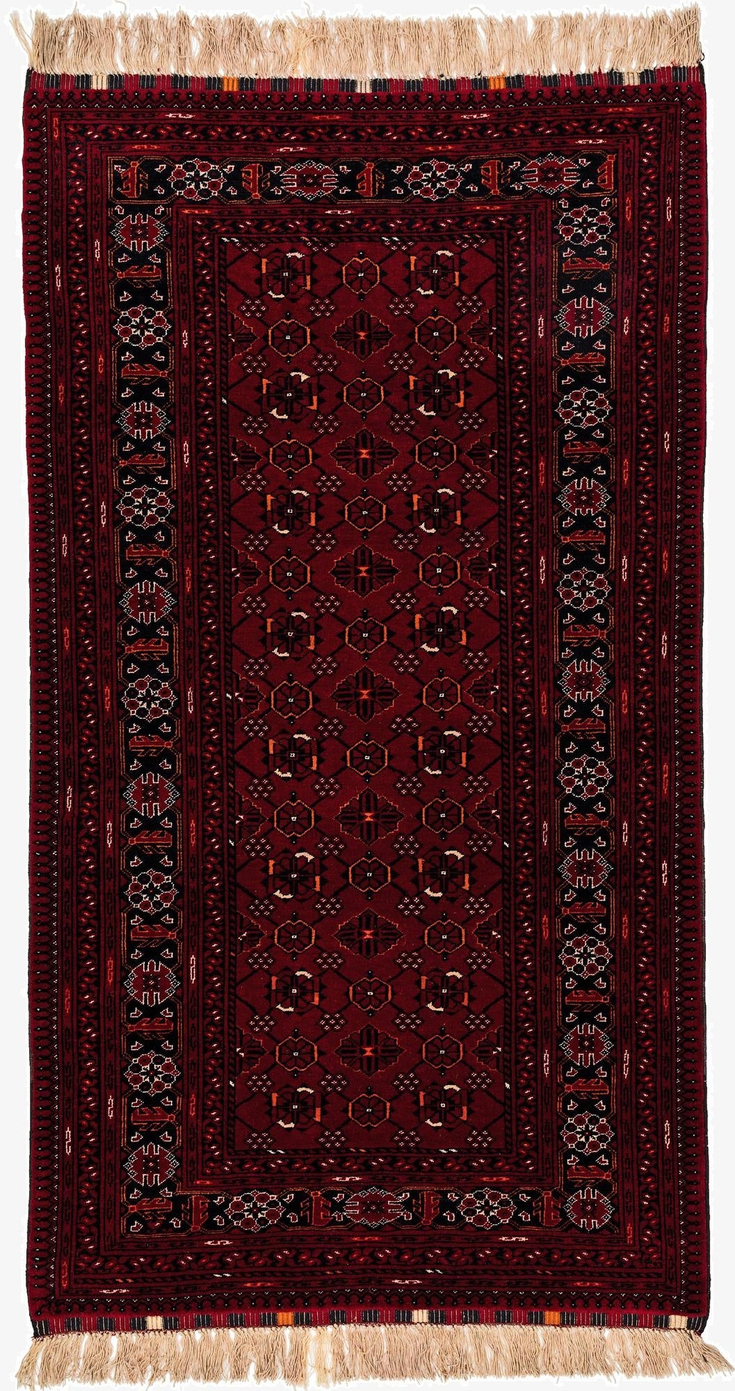  3' 6 x 6' 5  Hand Knotted Afghan Ersari Wool Rug