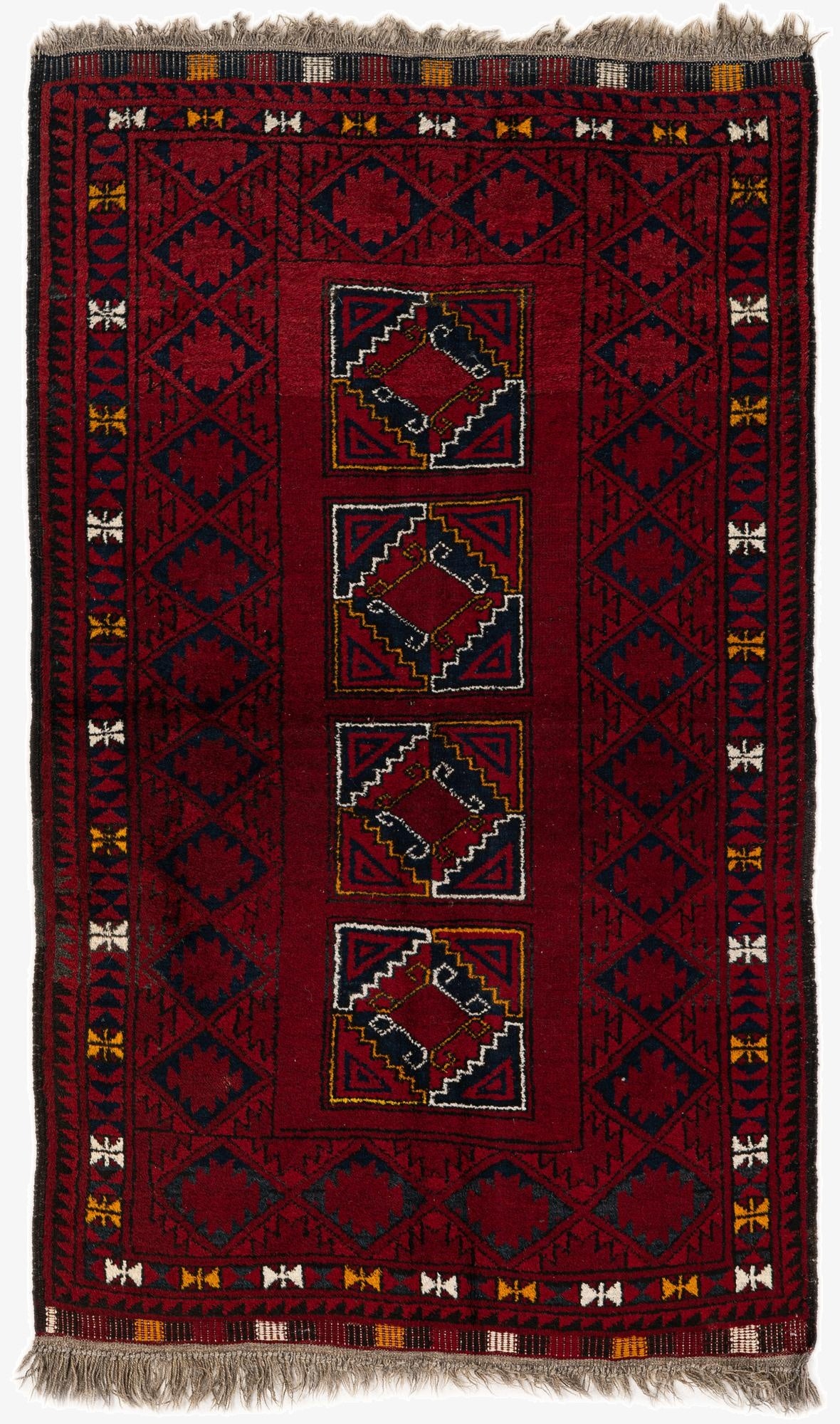  3' 2 x 5' 5  Hand Knotted Afghan Ersari Wool Rug