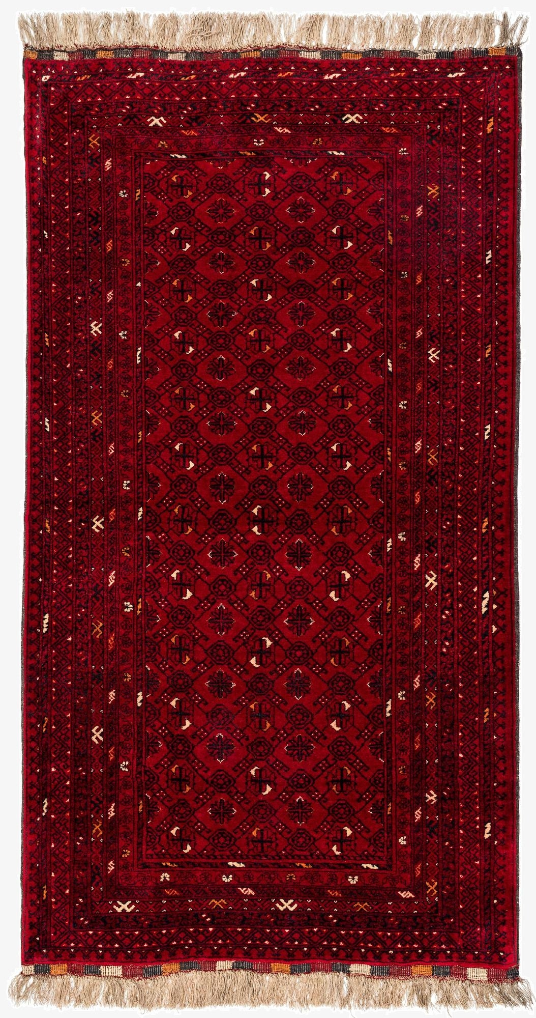  3' 5 x 6' 4  Hand Knotted Afghan Ersari Oriental Wool Rug