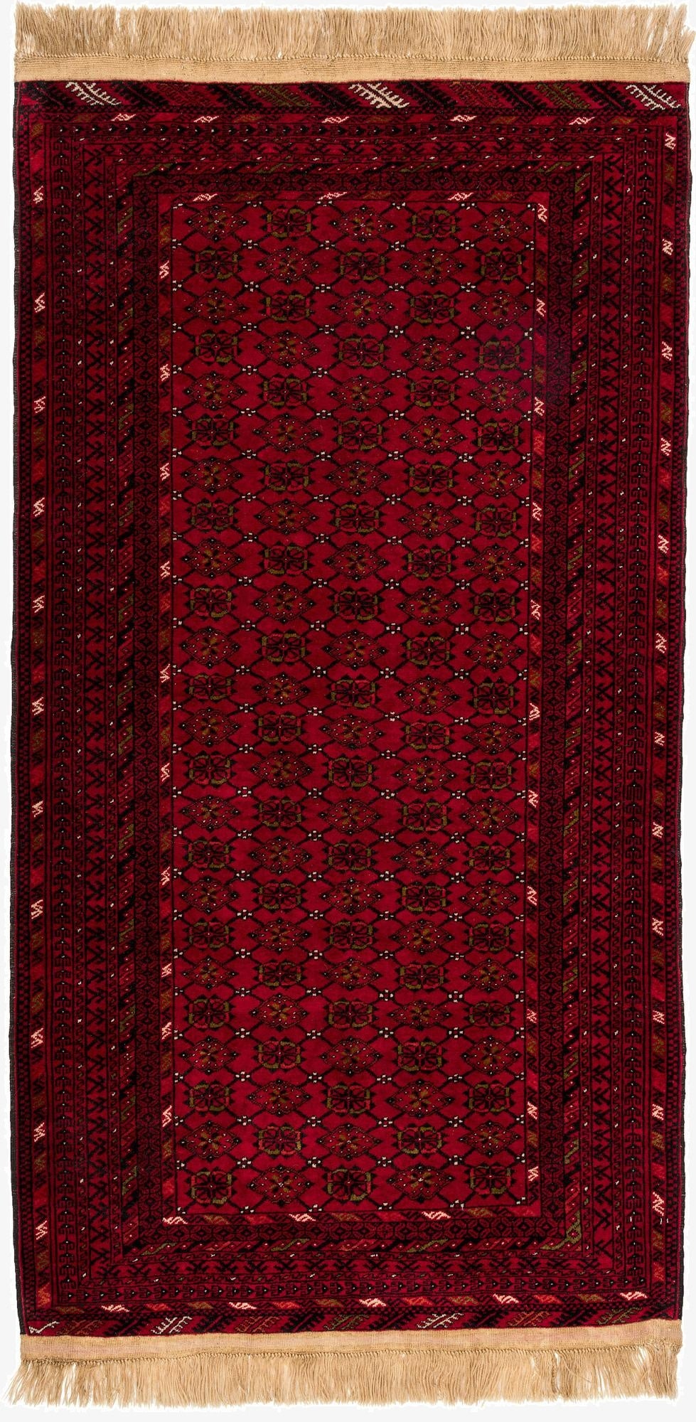  3' 6 x 6' 7  Hand Knotted Afghan Ersari Wool Rug