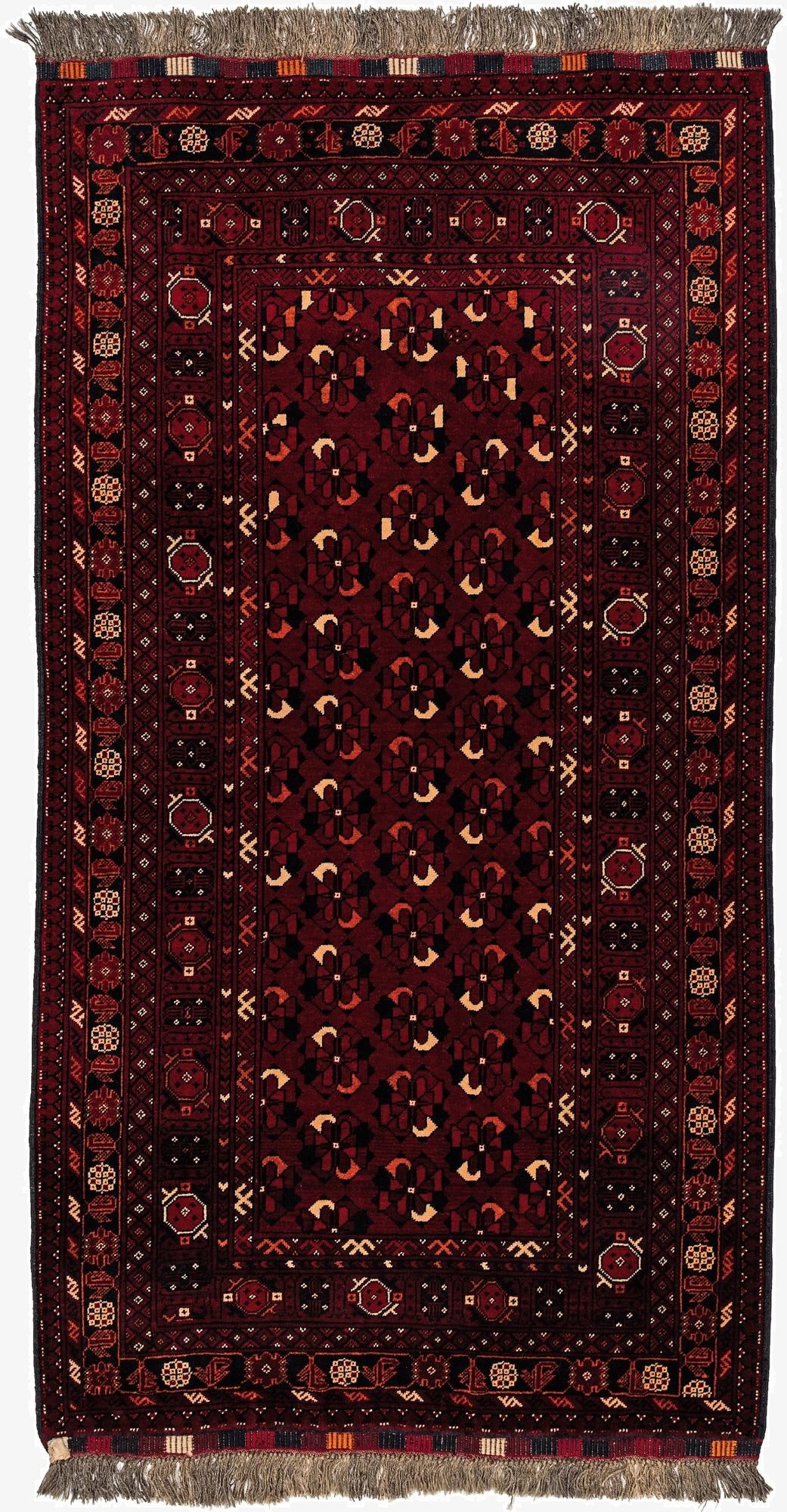  3' 6 x 6' 6  Hand Knotted Afghan Ersari Wool Rug