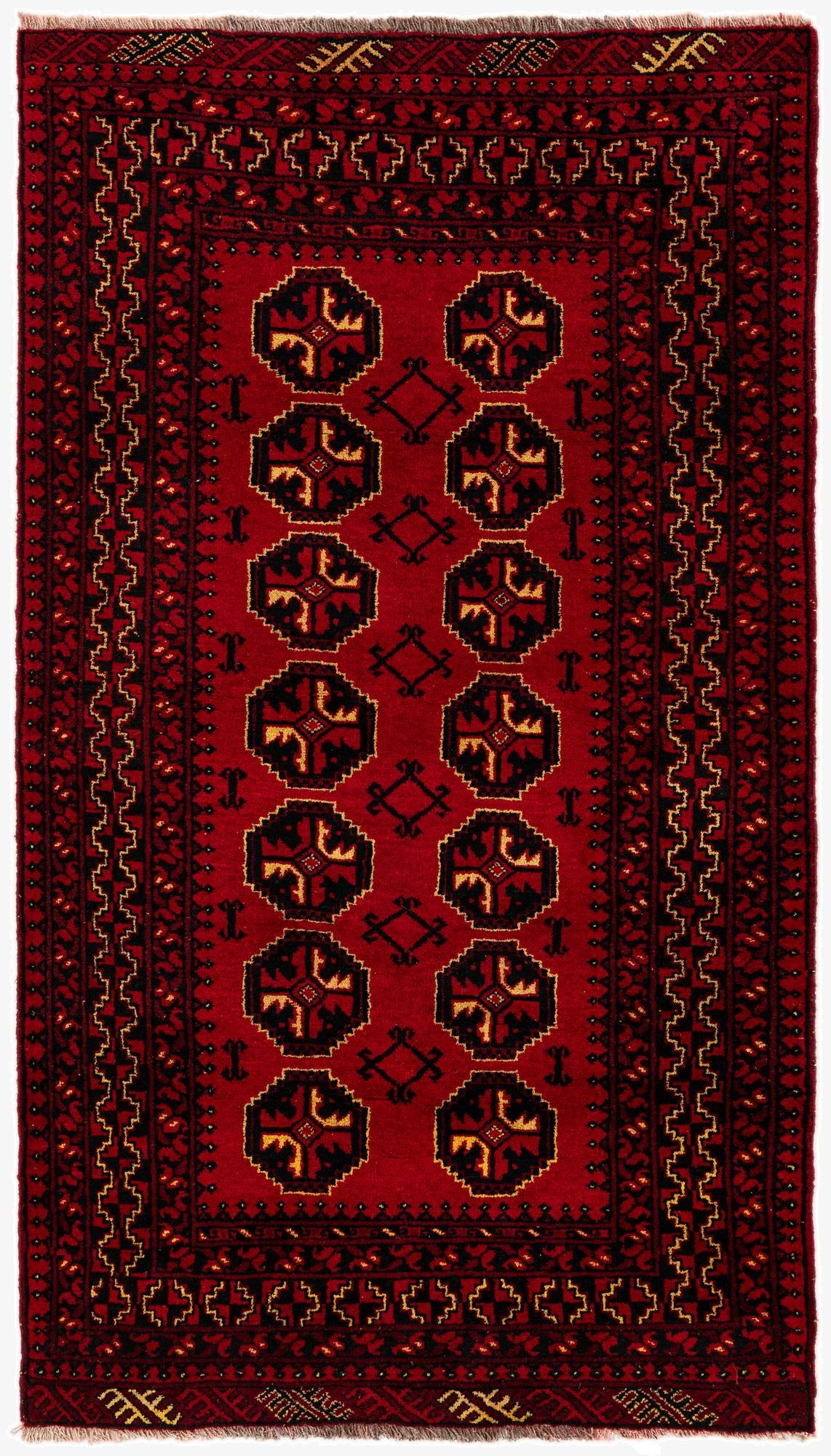  3' 5 x 6' 1  Hand Knotted Afghan Ersari Wool Rug