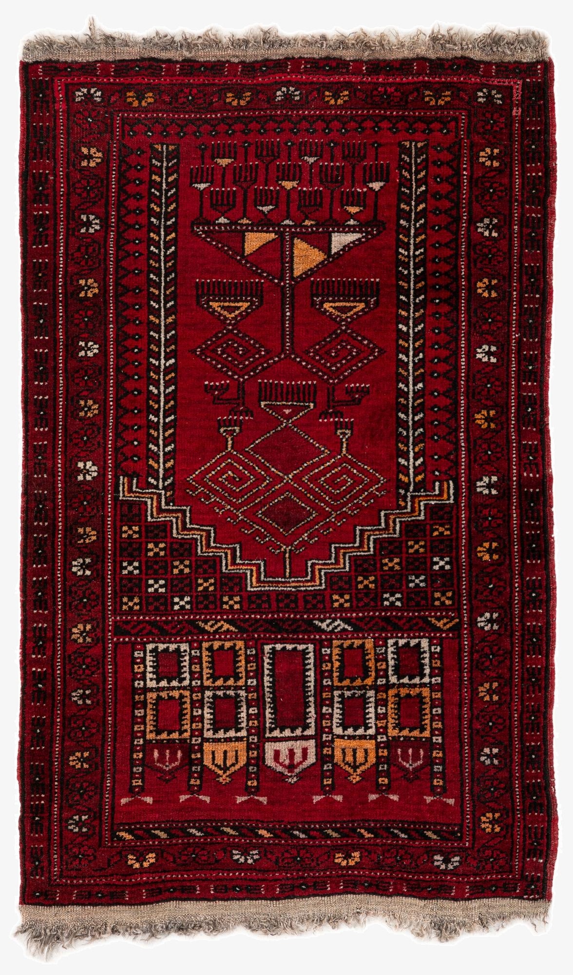  2' 4 x 3' 11  Hand Knotted Afghan Ersari Wool Rug