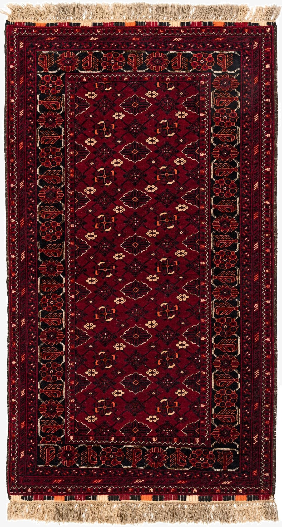  3' 5 x 6'  Hand Knotted Afghan Ersari Wool Rug