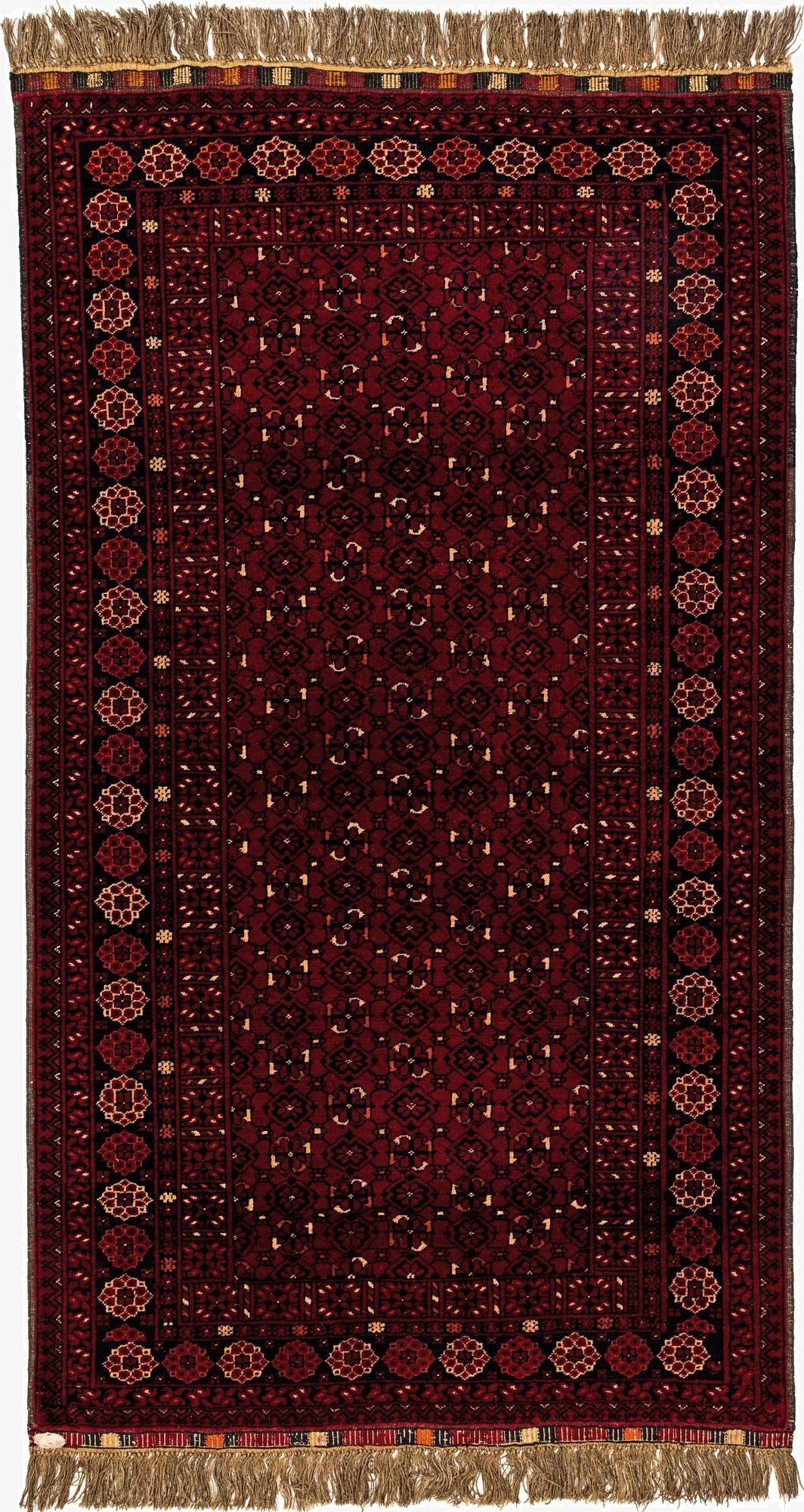  3' 6 x 6' 2  Hand Knotted Afghan Ersari Wool Rug