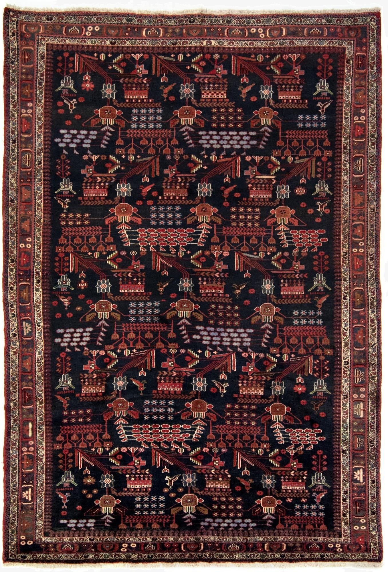  6' 6 x 9' 5  Hand Knotted Afshar Persian Wool Rug