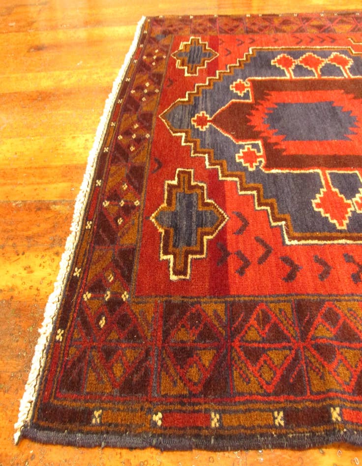 Detail image of  3' 7 x 6'  Hand Knotted Balouch Persian Wool Rug
