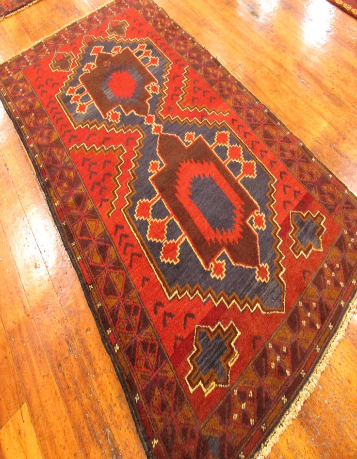 Detail image of  3' 7 x 6'  Hand Knotted Balouch Persian Wool Rug