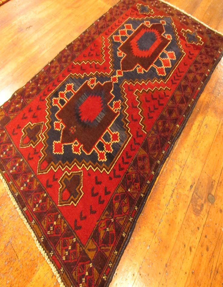 Detail image of  3' 7 x 6'  Hand Knotted Balouch Persian Wool Rug