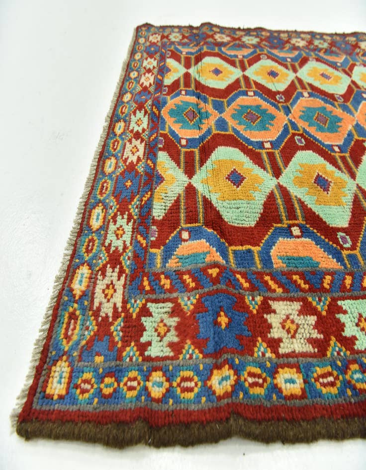 Detail image of  3' 4 x 4' 10  Hand Knotted Balouch Rug