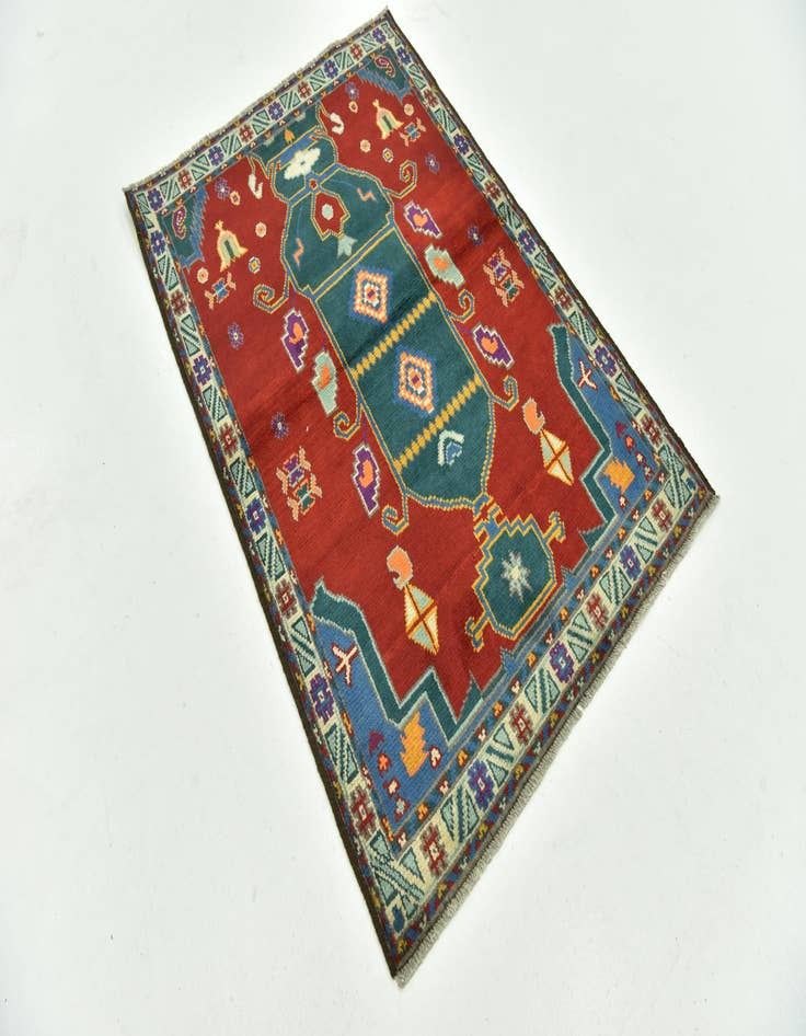 Detail image of  3' 5 x 5'  Hand Knotted Balouch Rug