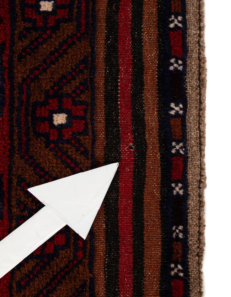 Detail image of  2' 9 x 4' 8  Hand Knotted Balouch Persian Wool Rug