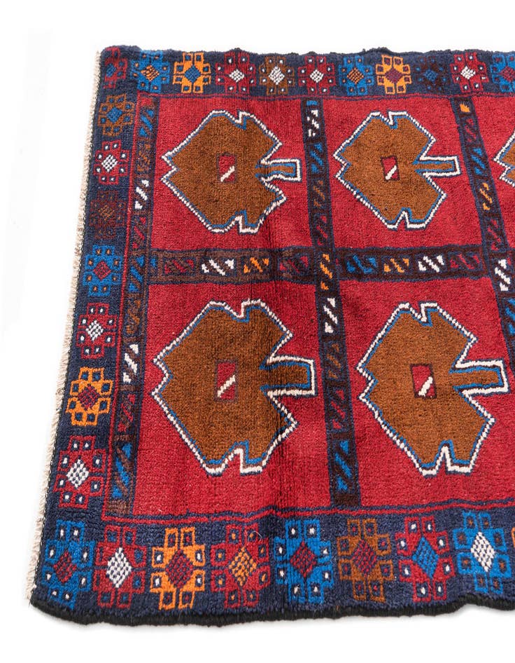 Detail image of  2' 10 x 4' 5  Hand Knotted Balouch Persian Wool Rug