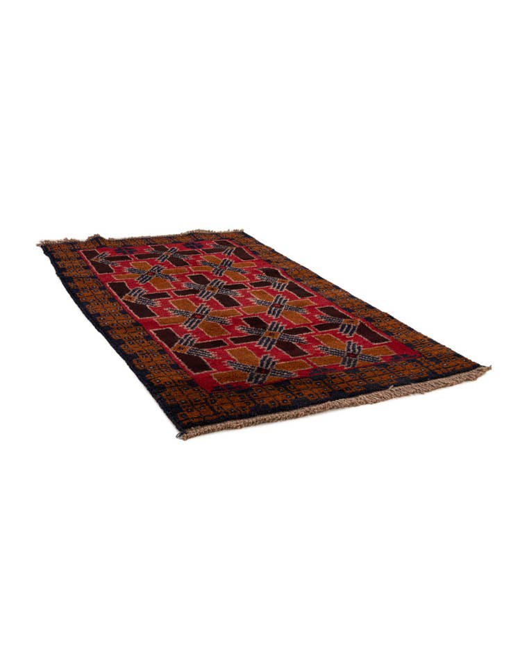 Detail image of  2' 10 x 4' 9  Hand Knotted Balouch Wool Rug