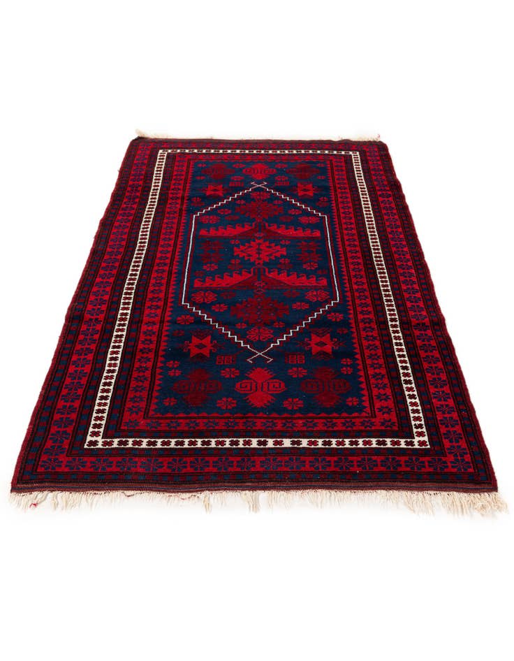 Detail image of  3' 8 x 6'  Hand Knotted Balouch Persian Wool Rug