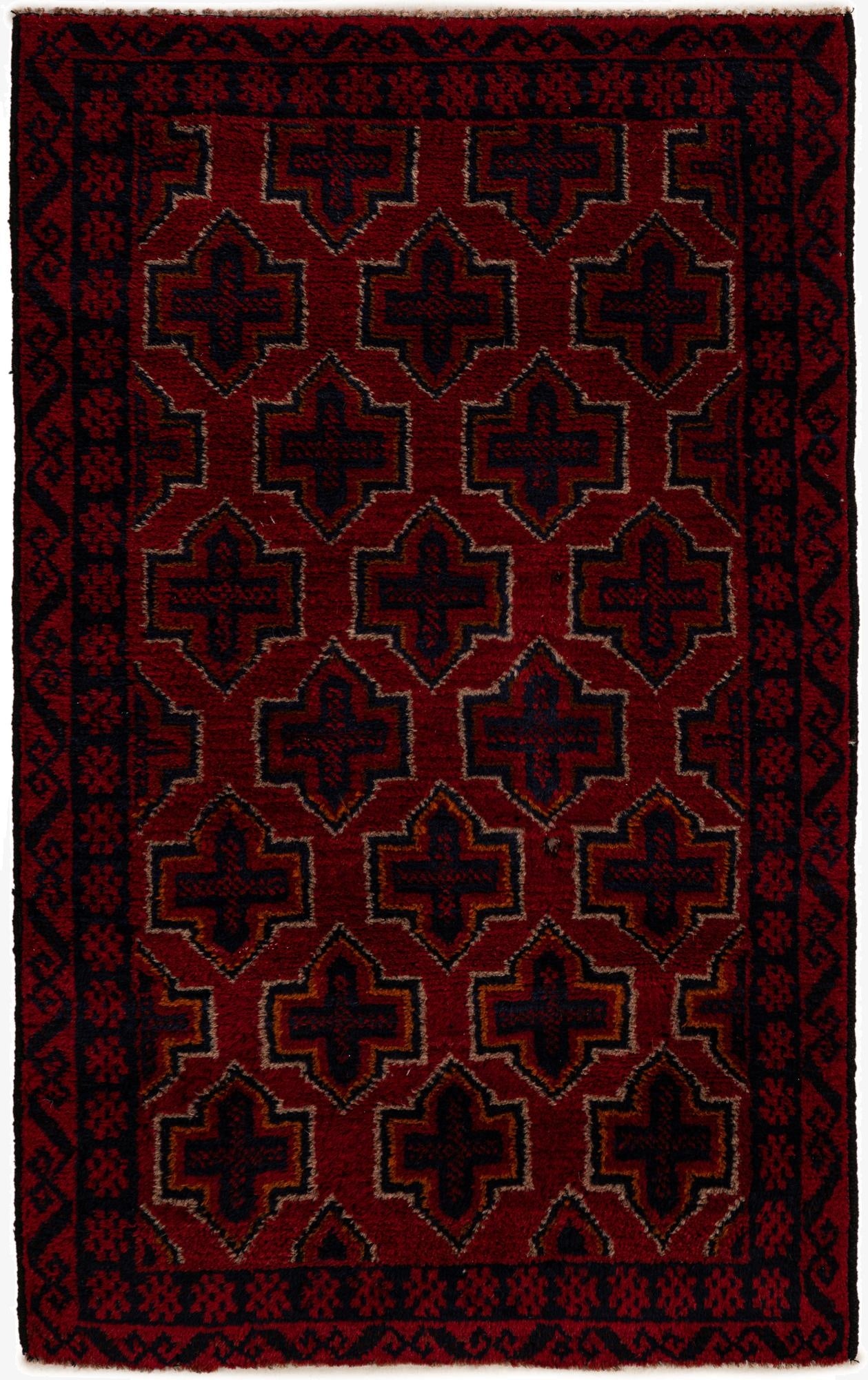  2' 10 x 4' 7  Hand Knotted Balouch Persian Wool Rug