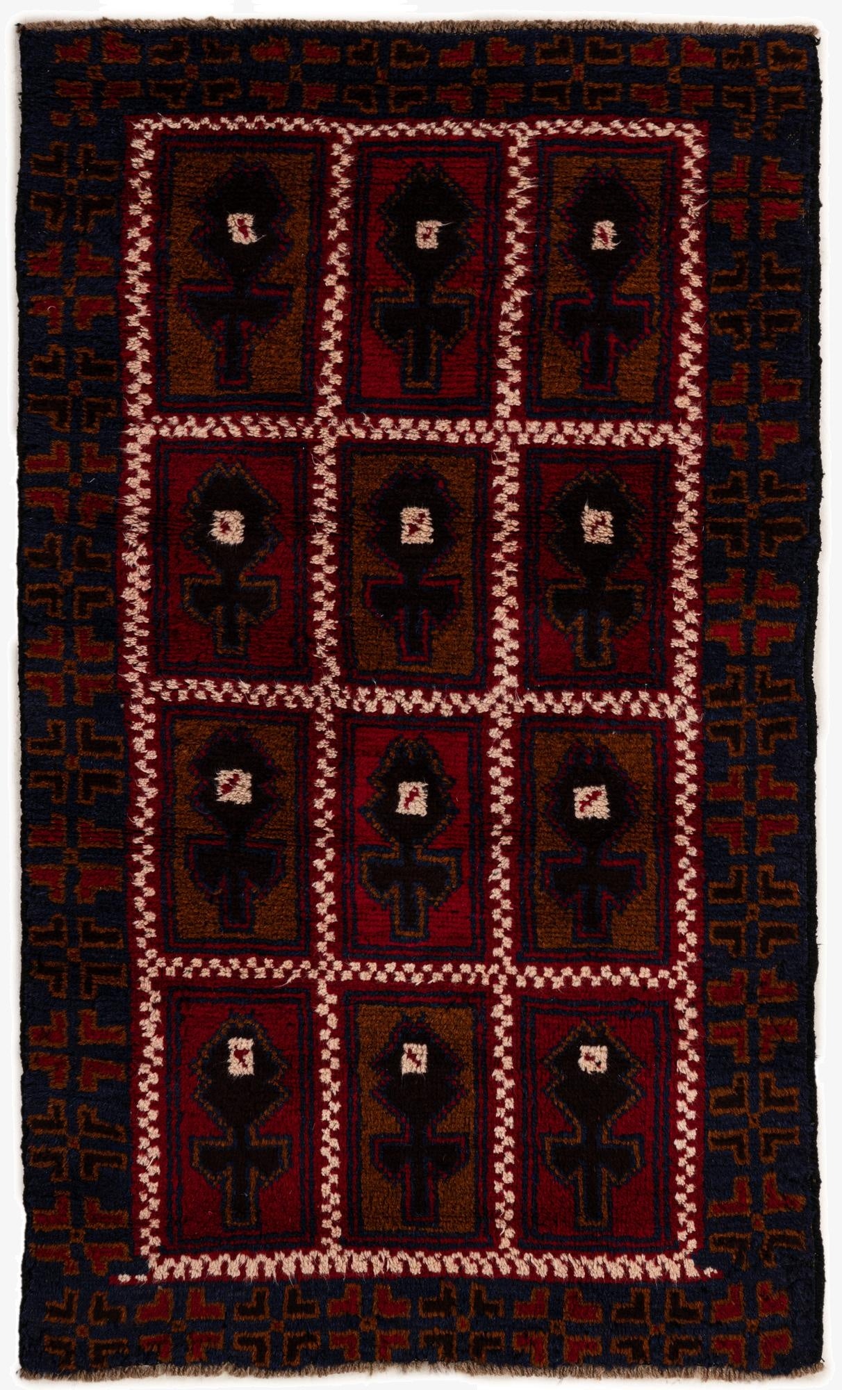  2' 9 x 4' 9  Hand Knotted Balouch Persian Wool Rug