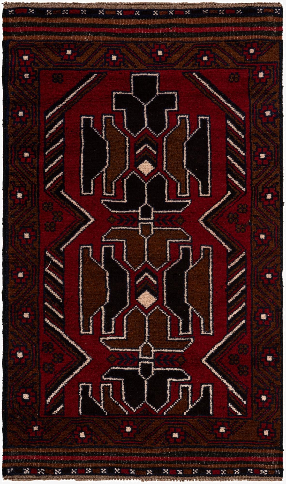  2' 9 x 4' 8  Hand Knotted Balouch Persian Wool Rug