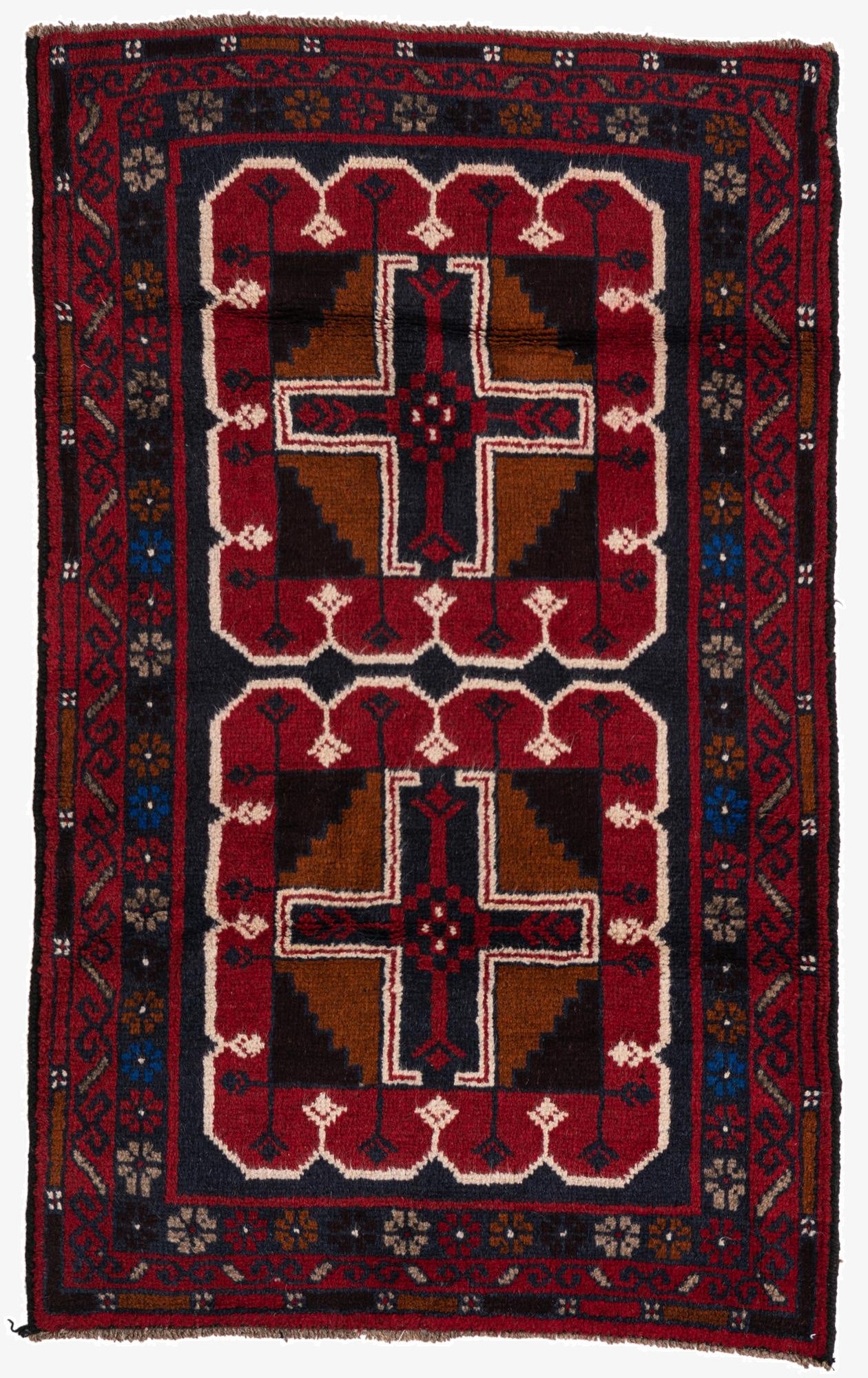  2' 9 x 4' 7  Hand Knotted Balouch Persian Wool Rug