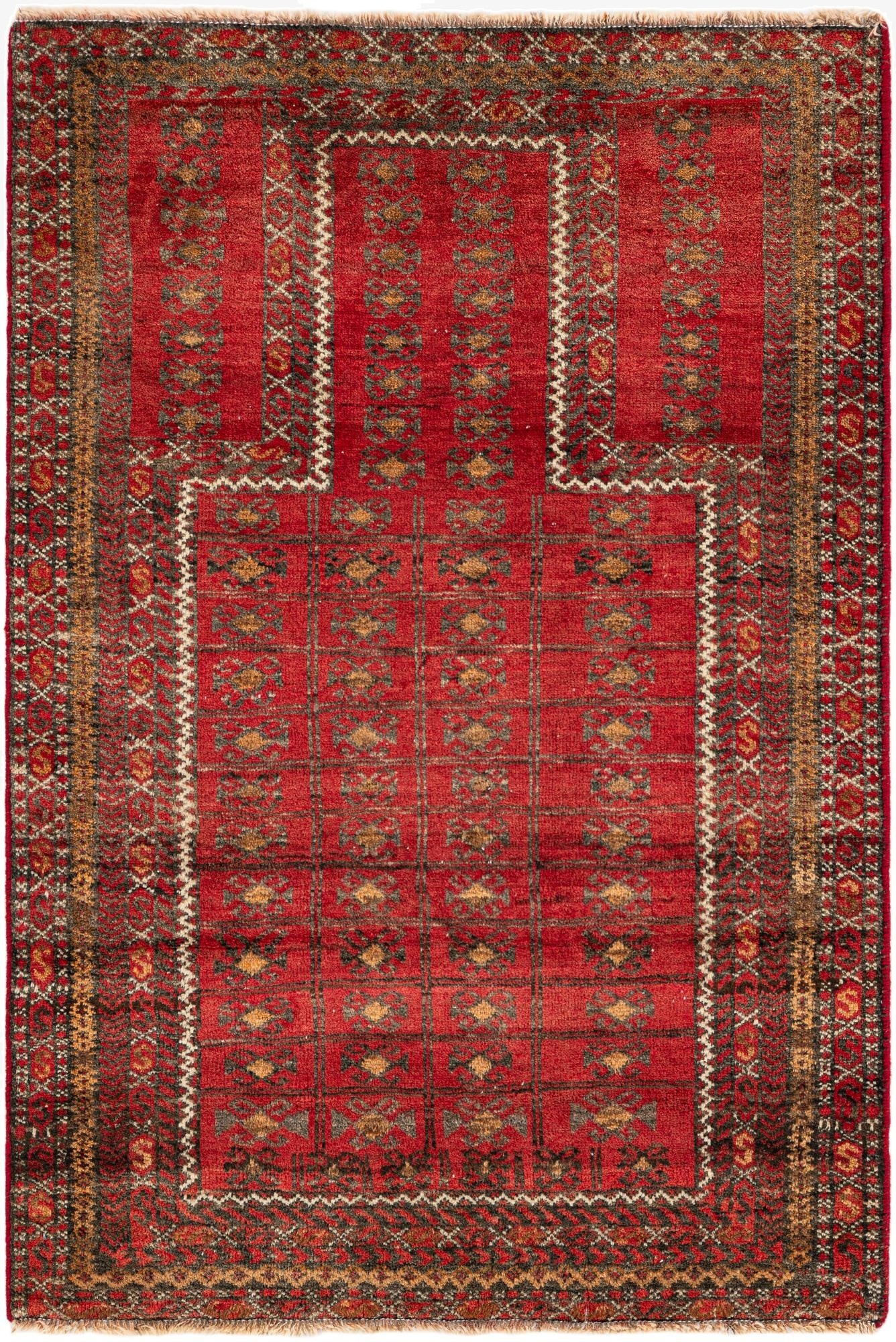  2' 9 x 4' 1  Hand Knotted Balouch Persian Wool Rug