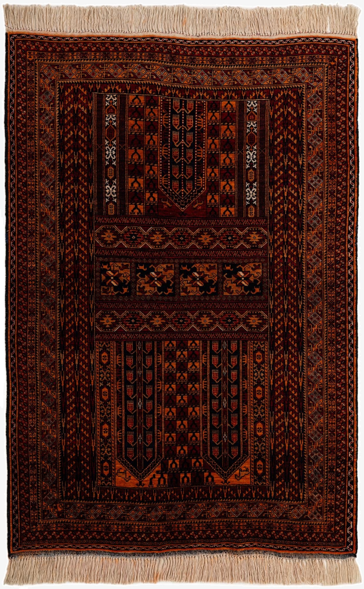  4' 4 x 6' 4  Hand Knotted Balouch Persian Wool Rug