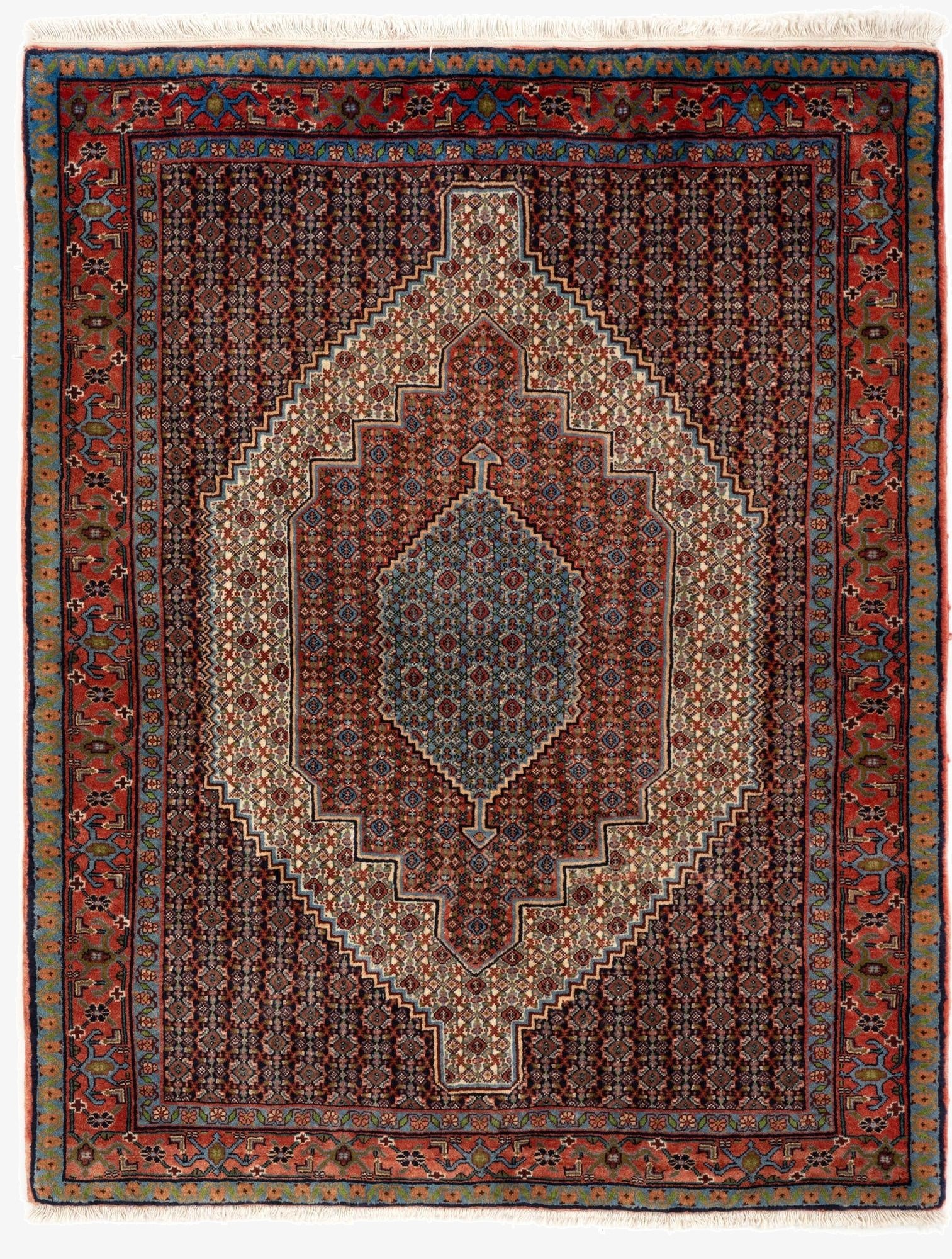  4' 2 x 5' 4  Hand Knotted Birjend Persian Wool Rug