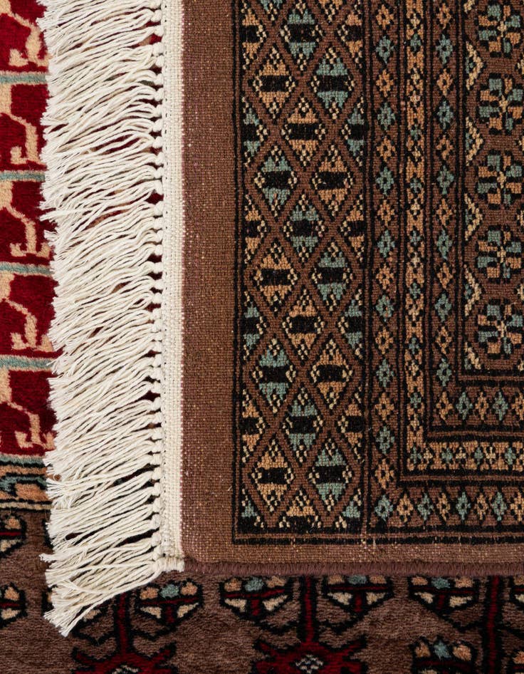 Detail image of  4' 2 x 6' 1  Hand Knotted Bokhara Oriental Wool Rug