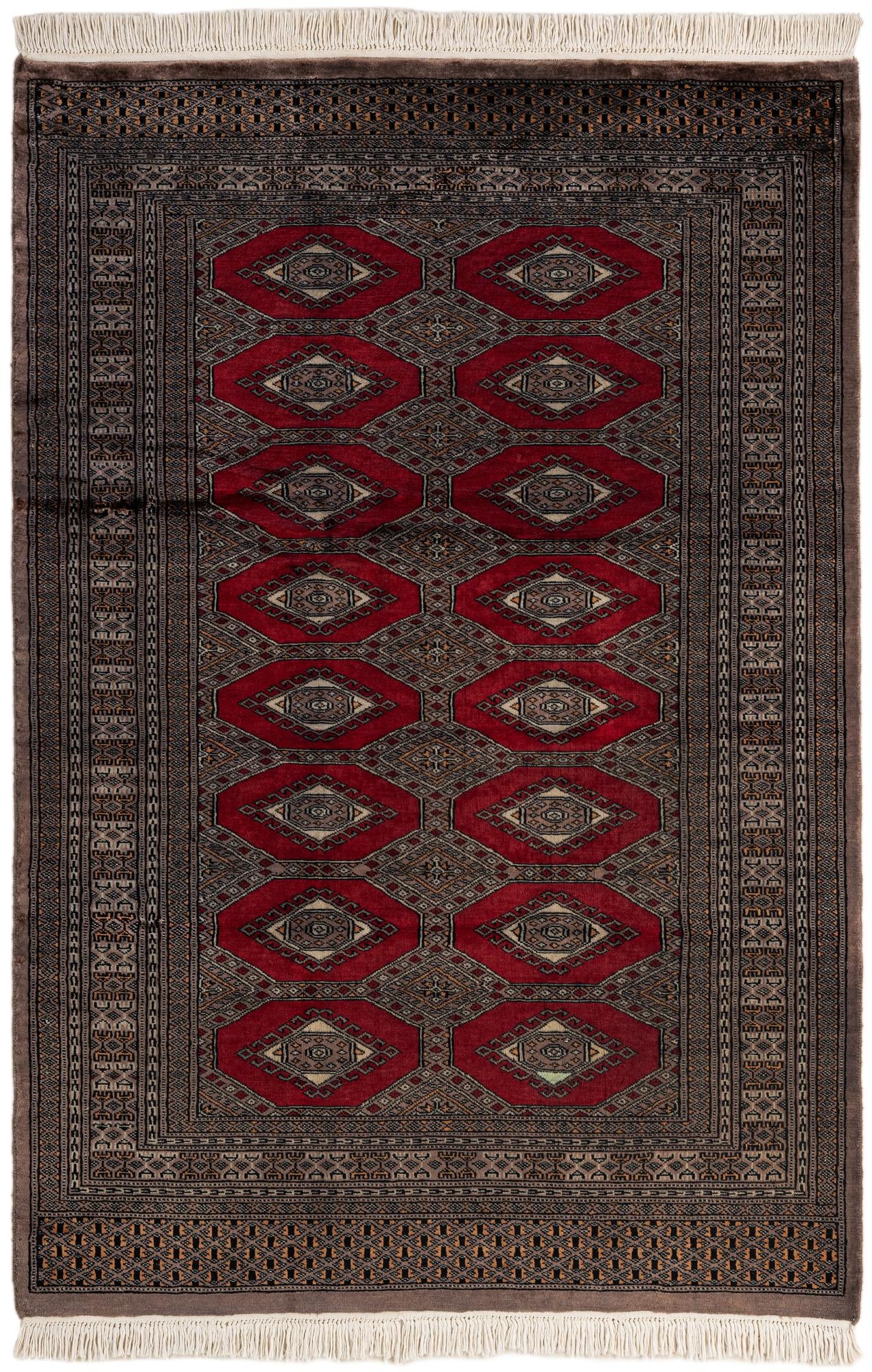  4' 2 x 6' 4  Hand Knotted Bokhara Oriental Wool Rug