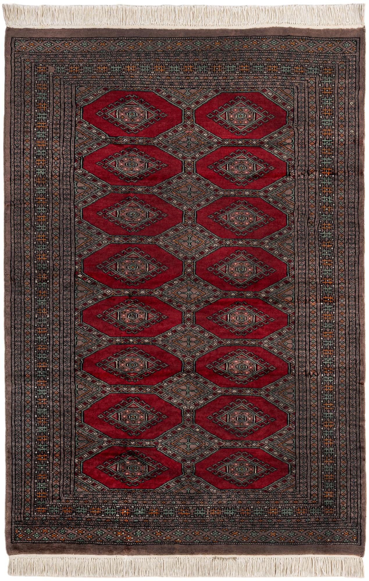  4' x 6' 1  Hand Knotted Bokhara Oriental Wool Rug