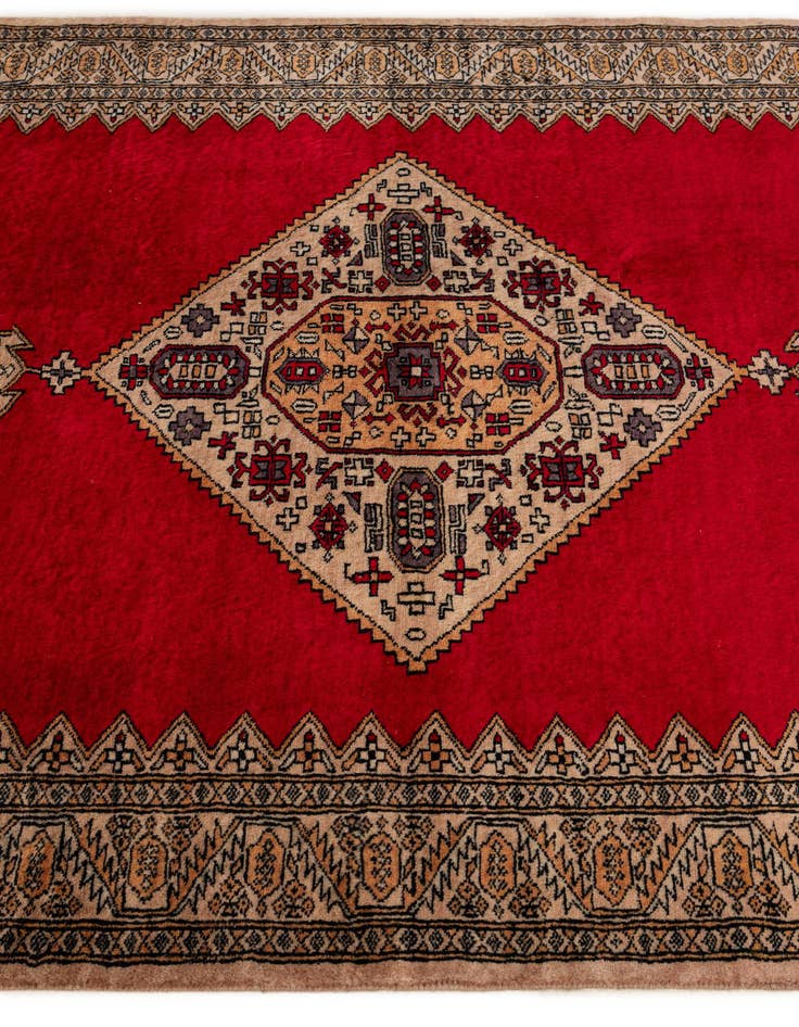 Detail image of  4' 3 x 6' 1  Hand Knotted Bokhara Wool Rug