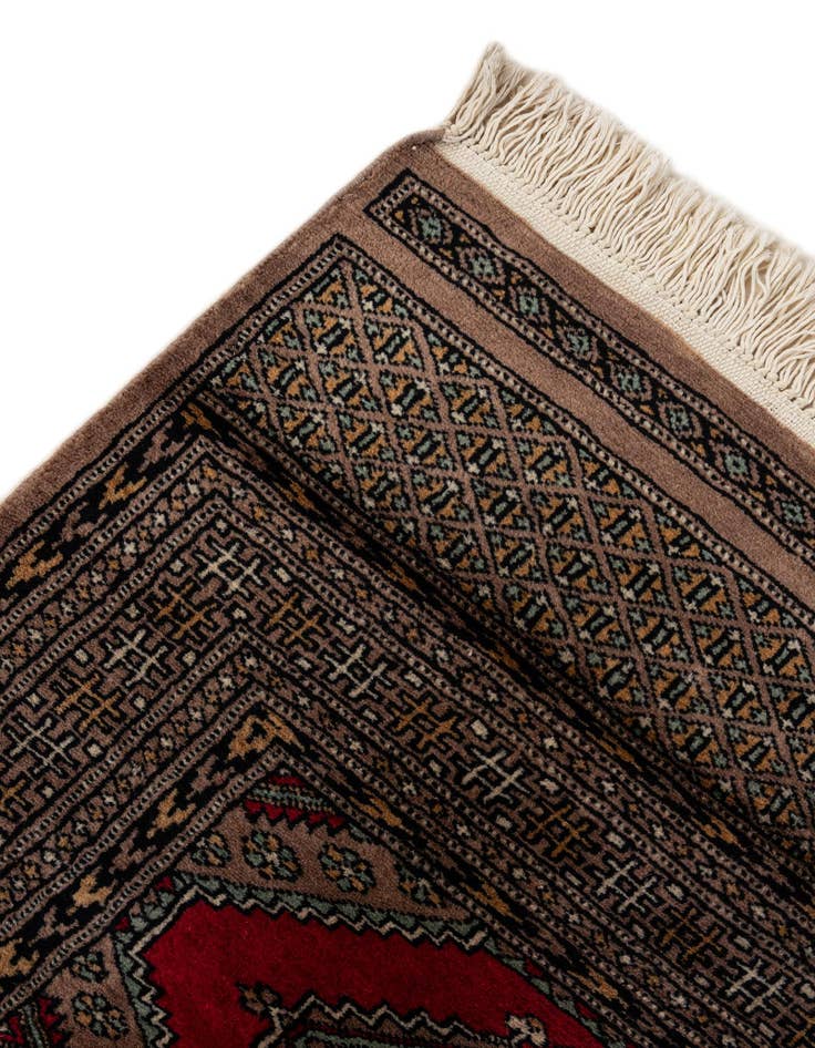 Detail image of  4' 3 x 6'  Hand Knotted Bokhara Oriental Wool Rug