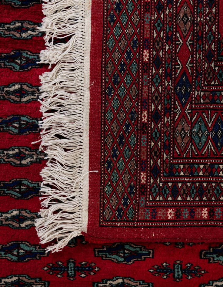 Detail image of  4' 3 x 6' 2  Hand Knotted Bokhara Oriental Wool Rug