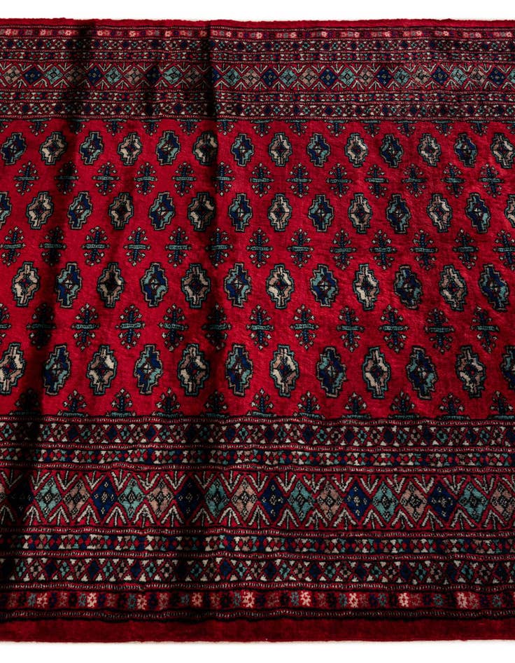 Detail image of  4' 3 x 6' 2  Hand Knotted Bokhara Oriental Wool Rug